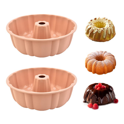 2 Pack Silicone Cake Pan,Jello Moldes Para Gelatinas，10 Inch, Pink+Blue