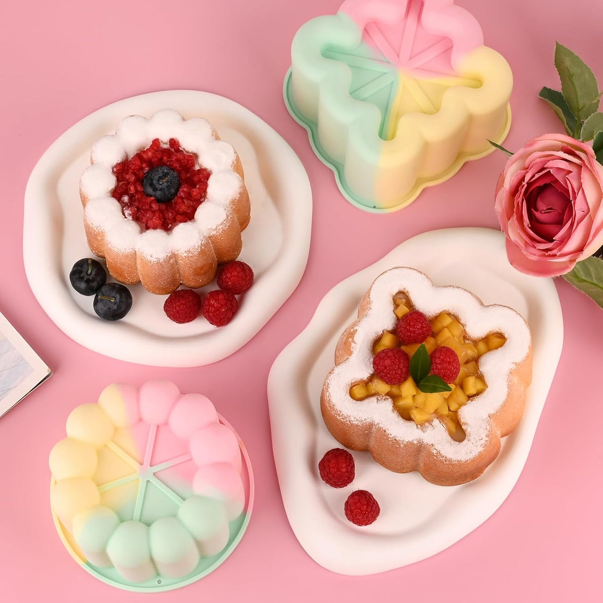 Actvty 4 Inch Silicone Cake Pans, Mini Cake Molds, Bento Cake Mold