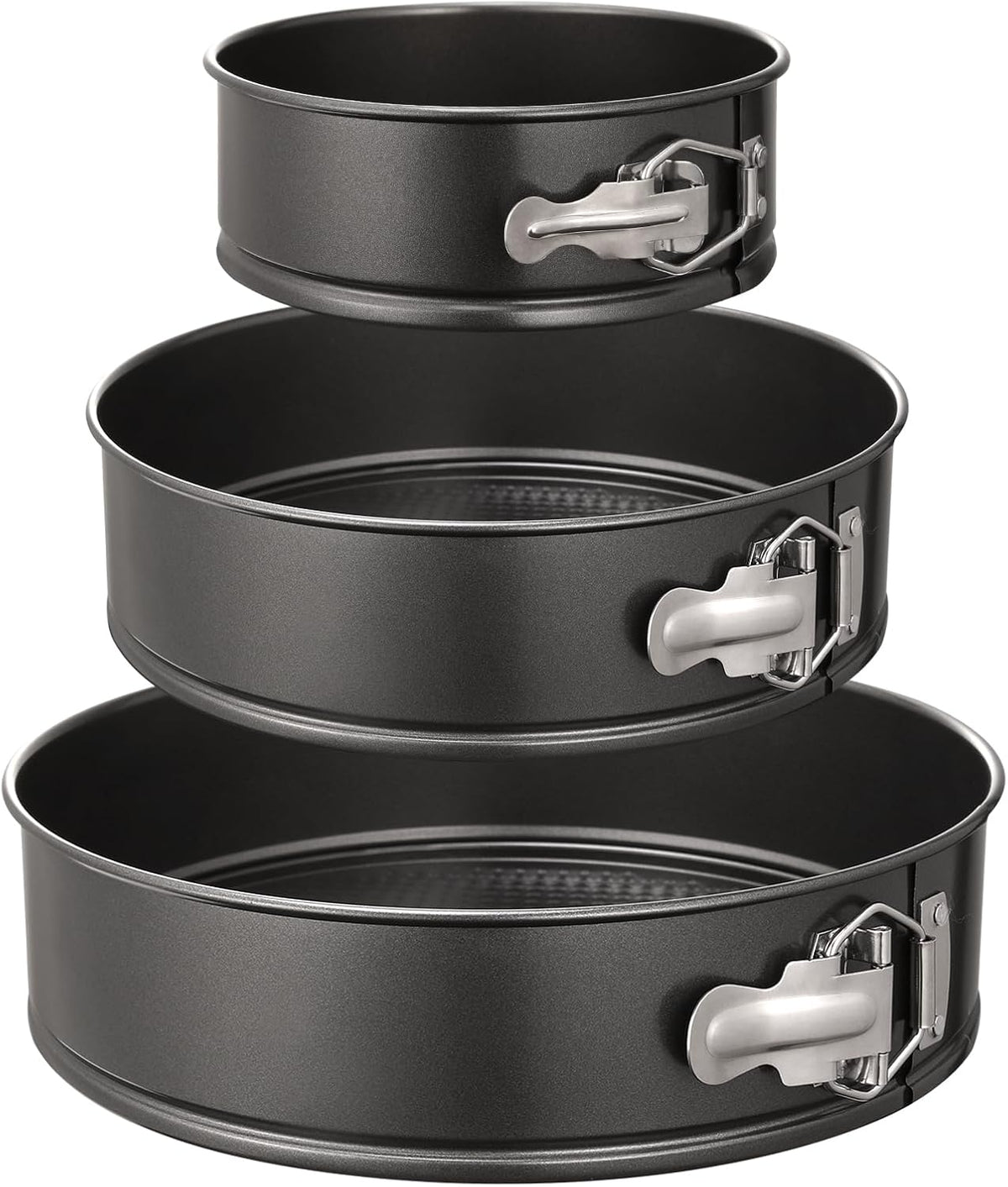 HIWARE Springform Pan Set of 3 Non-stick Leakproof Round Cake Pan Set Includes 3 Pieces 6" 8" 10"