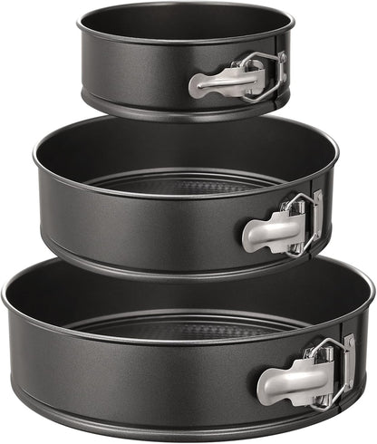 HIWARE Springform Pan Set of 3 Non-stick Leakproof Round Cake Pan Set Includes 3 Pieces 6" 8" 10"