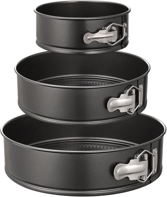 HIWARE Springform Pan Set of 3 Non-stick Leakproof Round Cake Pan Set Includes 3 Pieces 6" 8" 10"