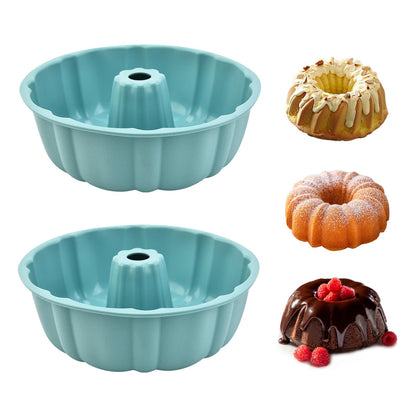 2 Pack Silicone Cake Pan,Jello Moldes Para Gelatinas，10 Inch, Pink+Blue