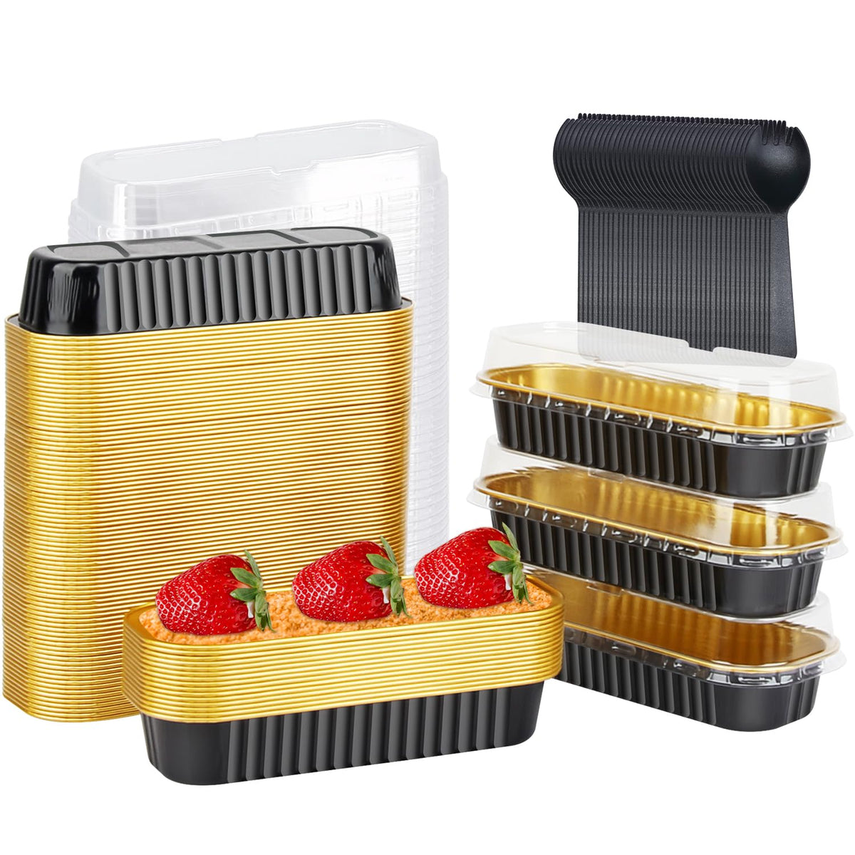 LNYZQUS Mini Loaf Pans with Lids 100 Pack, 6.8oz Small Cake Tins