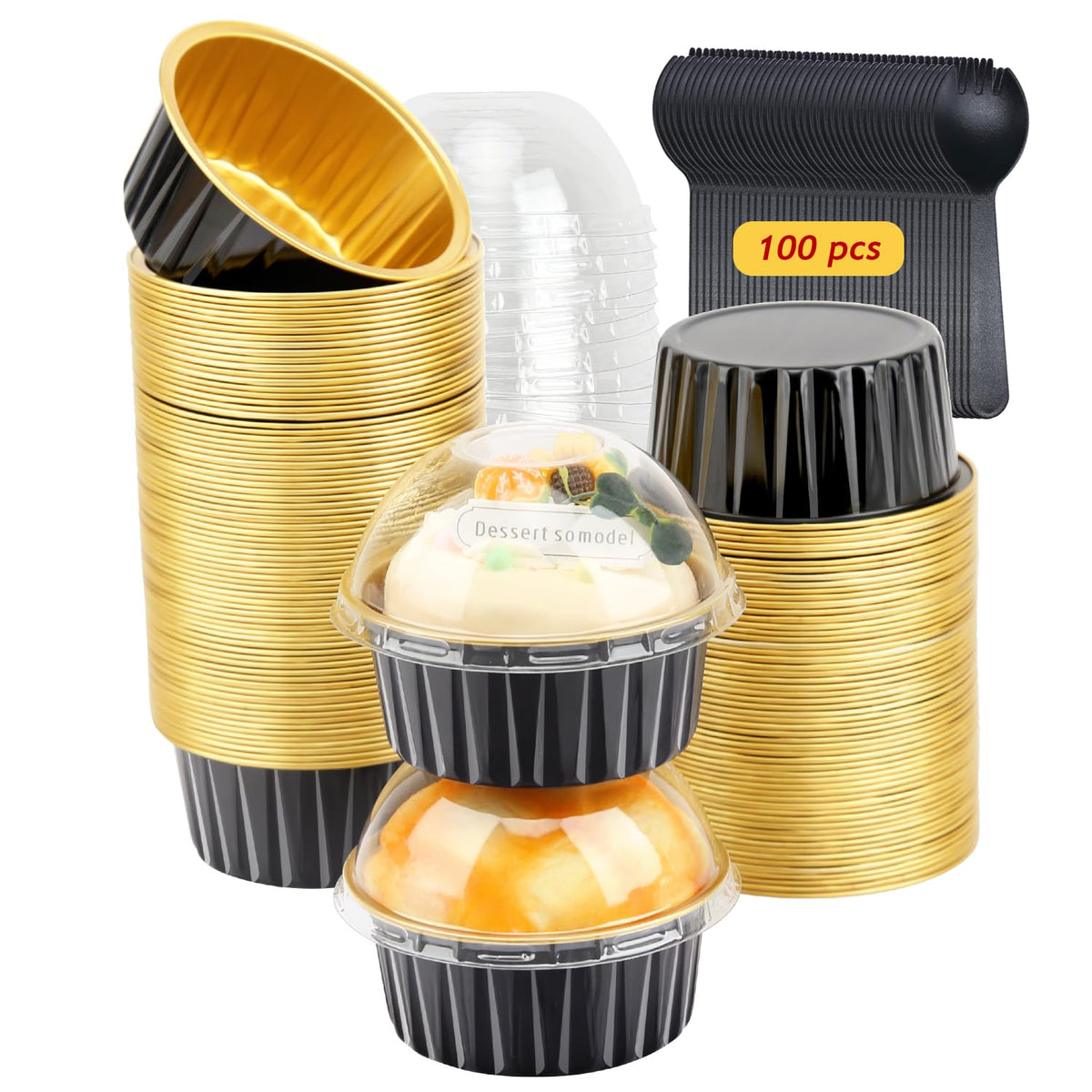 LNYZQUS Mini Loaf Pans with Lids 100 Pack, 6.8oz Small Cake Tins