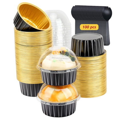 LNYZQUS Mini Loaf Pans with Lids 100 Pack, 6.8oz Small Cake Tins
