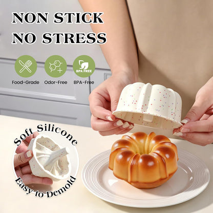 4 Inch Individual Silicone Mini Flan Molds for Baking (25 Pcs,Cream)