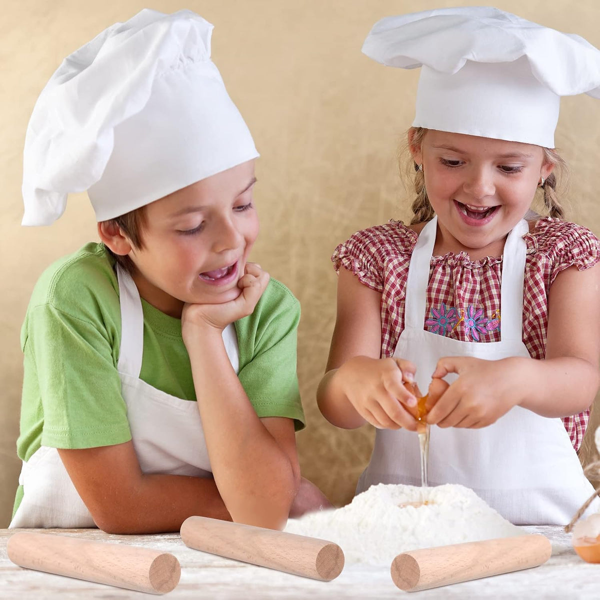 Patelai 3 Pieces Small Rolling Pin Wood Mini Dumpling Dough Roller, 6.3 in
