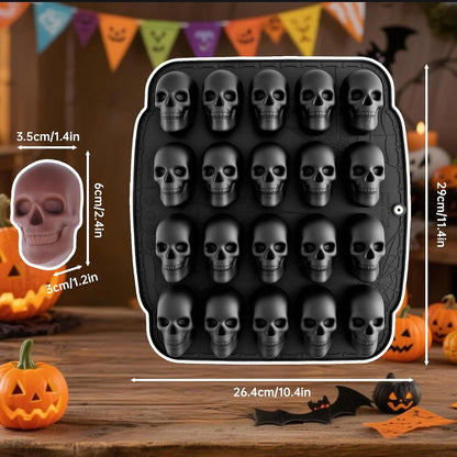 NiHome 20 Cavities Silicone Skull Mold for Baking Chocolates Making, Black