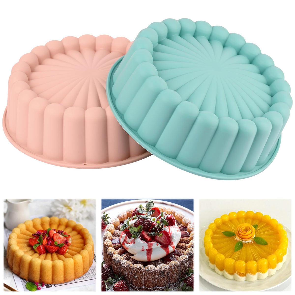 HUAKENER 2 Pcs Charlotte Cake Pan, 8 Inch Round Cake Pan