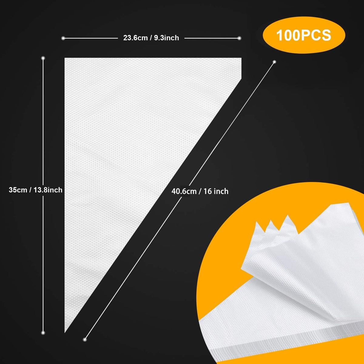 Tamodan Piping Bags 100PCS & 16 Inches Tipless Piping Bags, Extra Thick Pastry Bags Disposable, Non-Slip Icing Piping Bags Disposable Design, Cake Decoration.