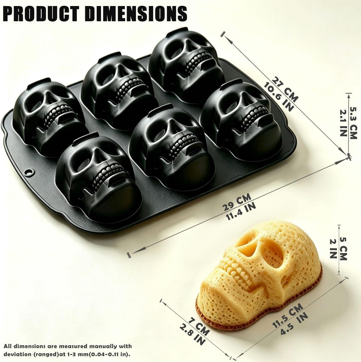 Skull Cake Pan Silicone Mold (6 Cavity)