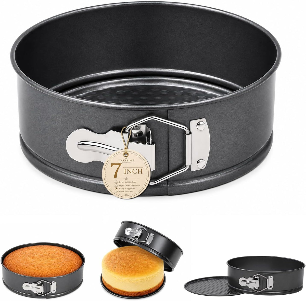 CAKETIME 7" Springform Pan with Removable Bottom, Leakproof Cheesecake Pan