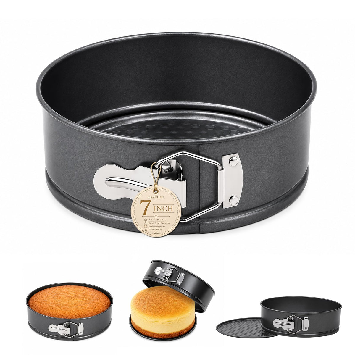CAKETIME 7" Springform Pan with Removable Bottom, Leakproof Cheesecake Pan