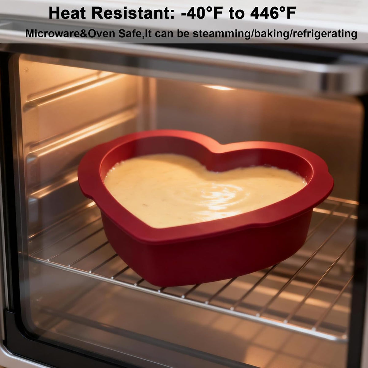 Silicone Heart Shaped Cake Pans 8 inch, NonStick Easy Release Heart Silicone Mini Cake Molds for Baking Bread, Easy Clean Brownies Pan Set for Oven, Microwave, Air Fryer and Freezer (8 Inch 2PCS)