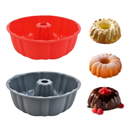 2 Pack Silicone Cake Pan,Jello Moldes Para Gelatinas，10 Inch, Pink+Blue