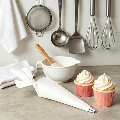 Klmnop 3 Pack Reusable Piping Bags, 18 Inch Cloth Pastry Bags Cake Decorating Bags Icing Piping Bag Hangable Frosting Piping Bags(White)