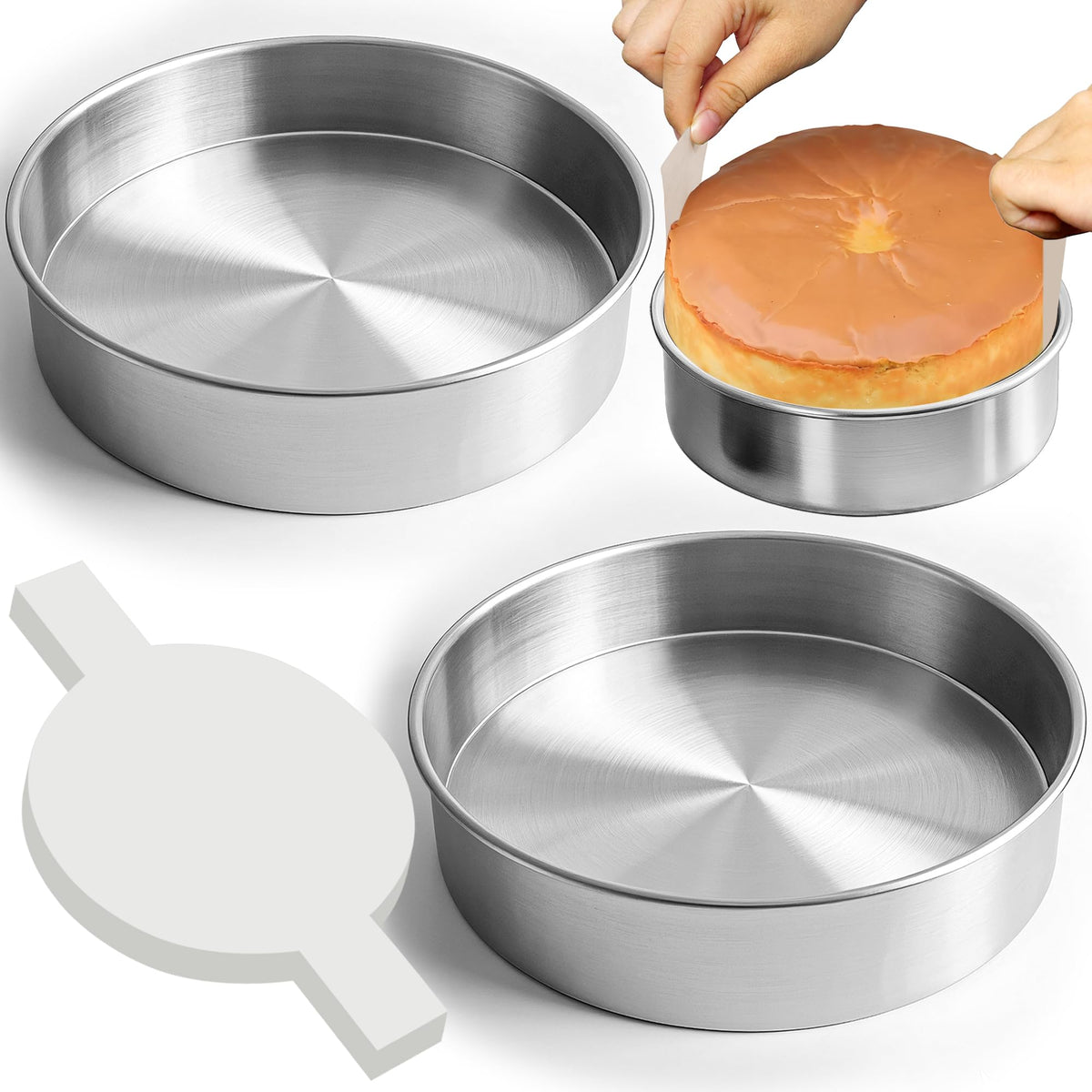 6 Inch Cake Pans Set of 3 with 100 Pieces Parchment Paper