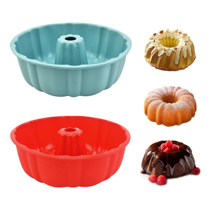2 Pack Silicone Cake Pan,Jello Moldes Para Gelatinas，10 Inch, Pink+Blue