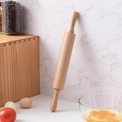 AISOSO Rolling Pin for Baking, 15.75" Wooden Dough Roller, Light Yellow