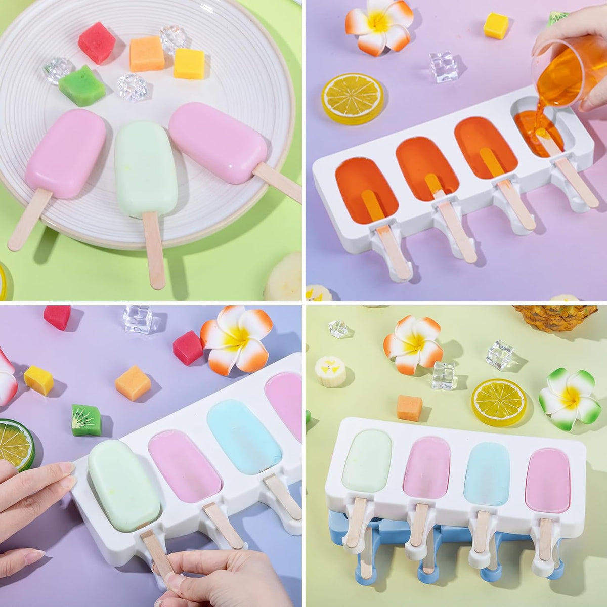 Ouddy Life Popsicle Molds Set of 2, Ice Pop Molds Silicone Cake Pop Mold