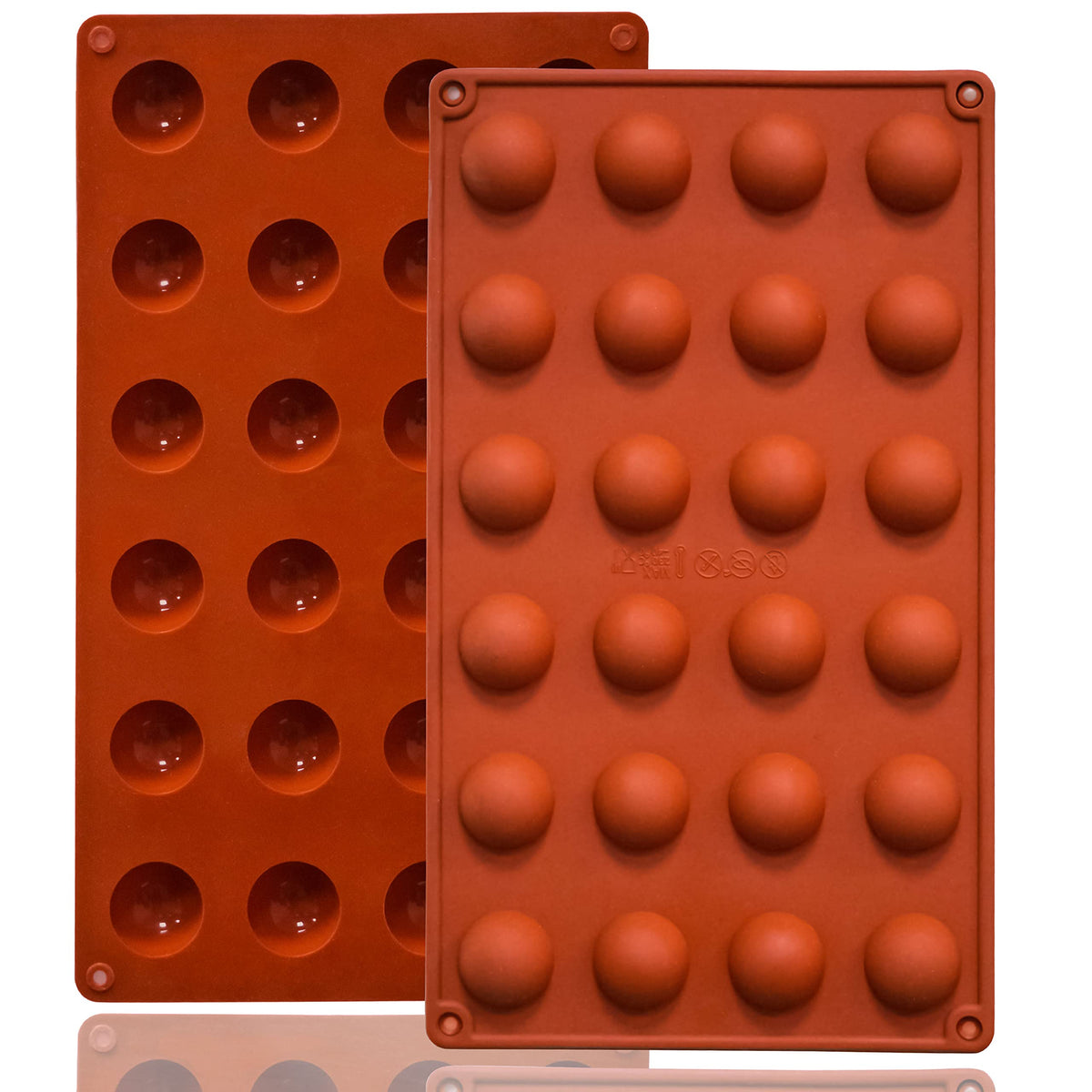 Lerykin Small 15-Cavity Semi Sphere Silicone Molds Non-Stick,2 Packs Half Sphere Silicone Baking Molds for Making Jelly, Chocolates and Cake