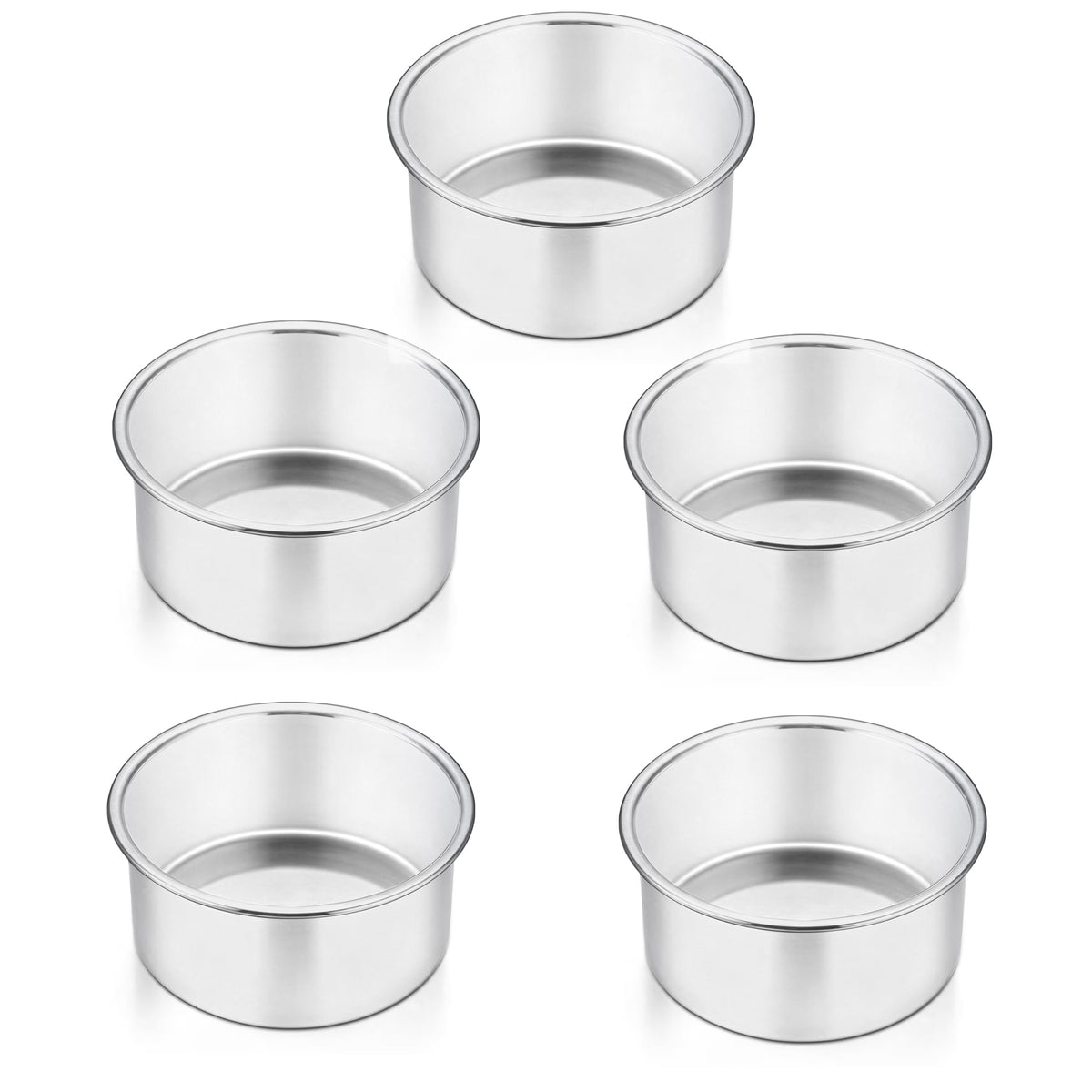 TeamFar 4 Inch Cake Pan, 6 Pcs Stainless Steel Round Baking Cake Pans Set
