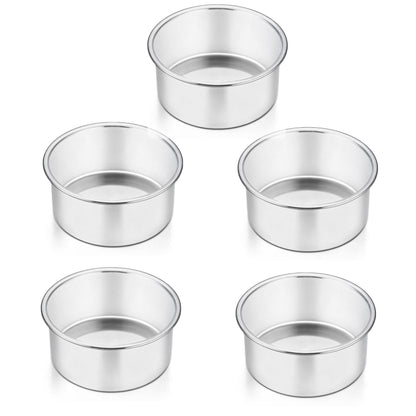 TeamFar 4 Inch Cake Pan, 6 Pcs Stainless Steel Round Baking Cake Pans Set
