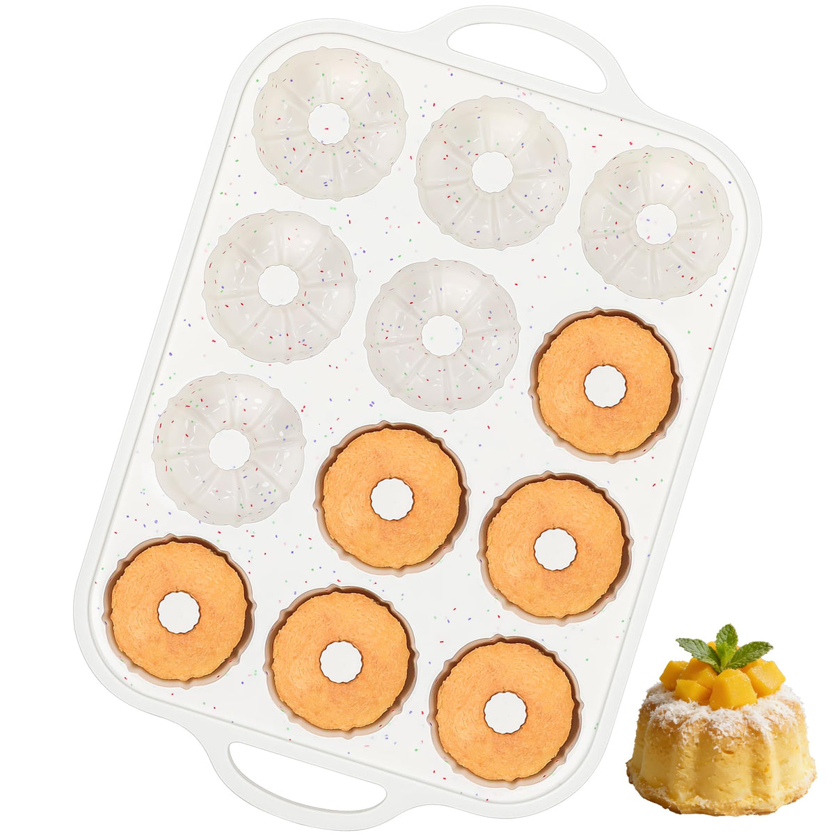 9.5 Inch Silicone Fluted Tube Cake Pan with Stainless Steel Frame