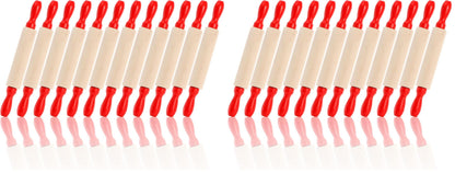 SOUJOY Set of 12 Mini Rolling Pin, 8 Inch Wood Dough Roller for Baking with Red Handle, Small Clay Rolling Pin for Craft Fondant Pastry Pizza Crafting and Imaginative Play