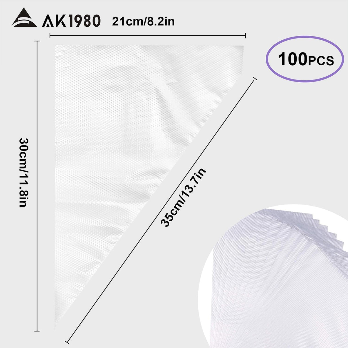 Piping Bags 100 Pcs 14" Disposable Pastry Bags, Heavy-Duty Anti-Burst Icing Bags for Cake Decorating, Cupcakes, Cookies, Macarons, Chocolate. Works with Wilton Tips & Couplers, Leak-Proof PE Material