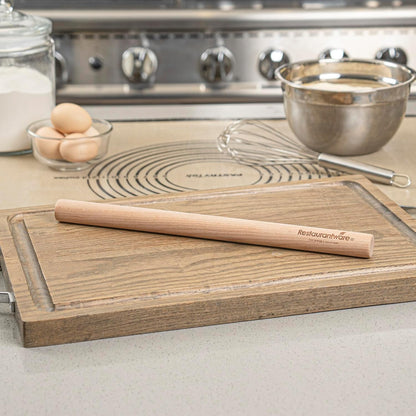 Restaurantware Wood Rolling Pin 1 Count 14 Inches Beech Wood Baking Tool, Dough Roller Handle-Less Pastry Rolling Pin Dowel Design Beige for Professional or Home Bakers