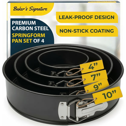 Springform Pan Set of 4, Nonstick Cheesecake Pans 4/7/9/10" Carbon Steel