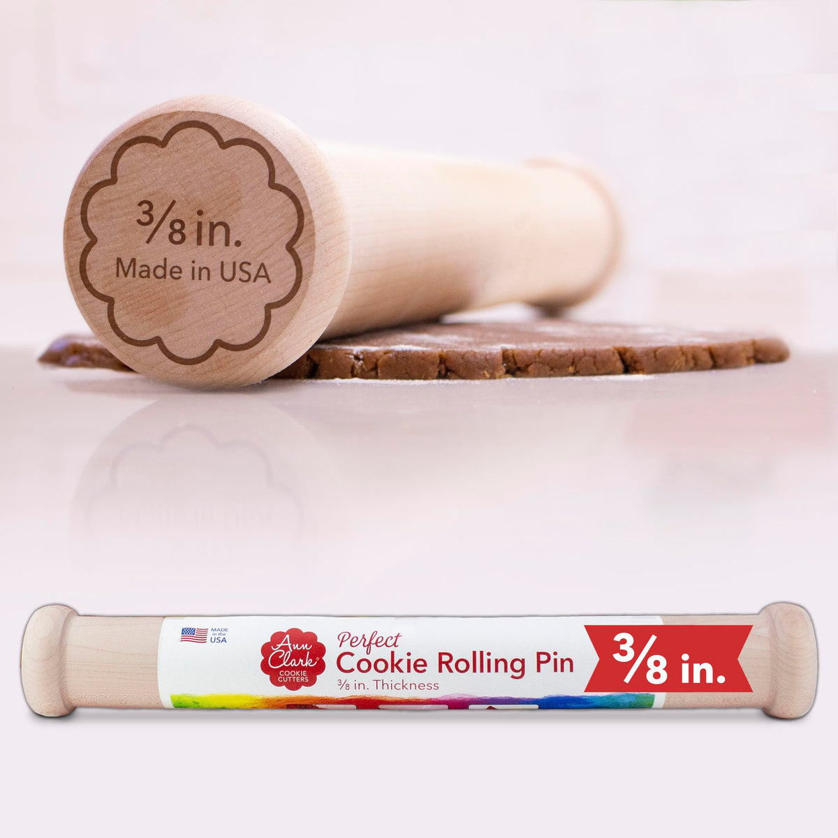Perfect Cookie Rolling Pin 1/4-in. Fixed Depth Hardwood Made in the USA by Ann Clark