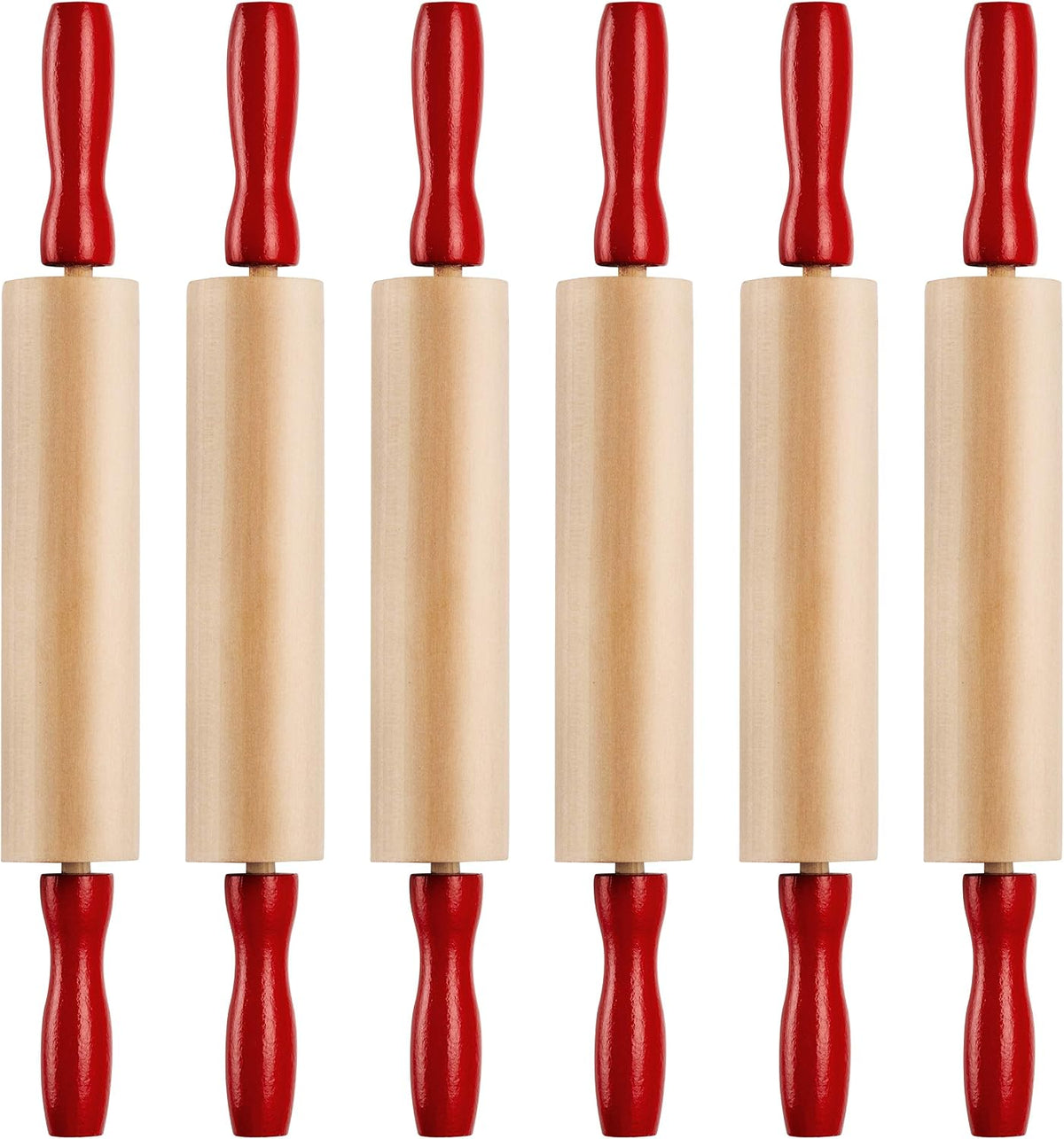 7.5 Inch Mini Wooden Rolling Pins (6-Pack) Kids Play Dough Rolling Pin Set