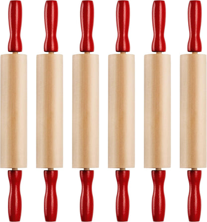 7.5 Inch Mini Wooden Rolling Pins (6-Pack) Kids Play Dough Rolling Pin Set