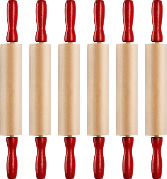 7.5 Inch Mini Wooden Rolling Pins (6-Pack) Kids Play Dough Rolling Pin Set