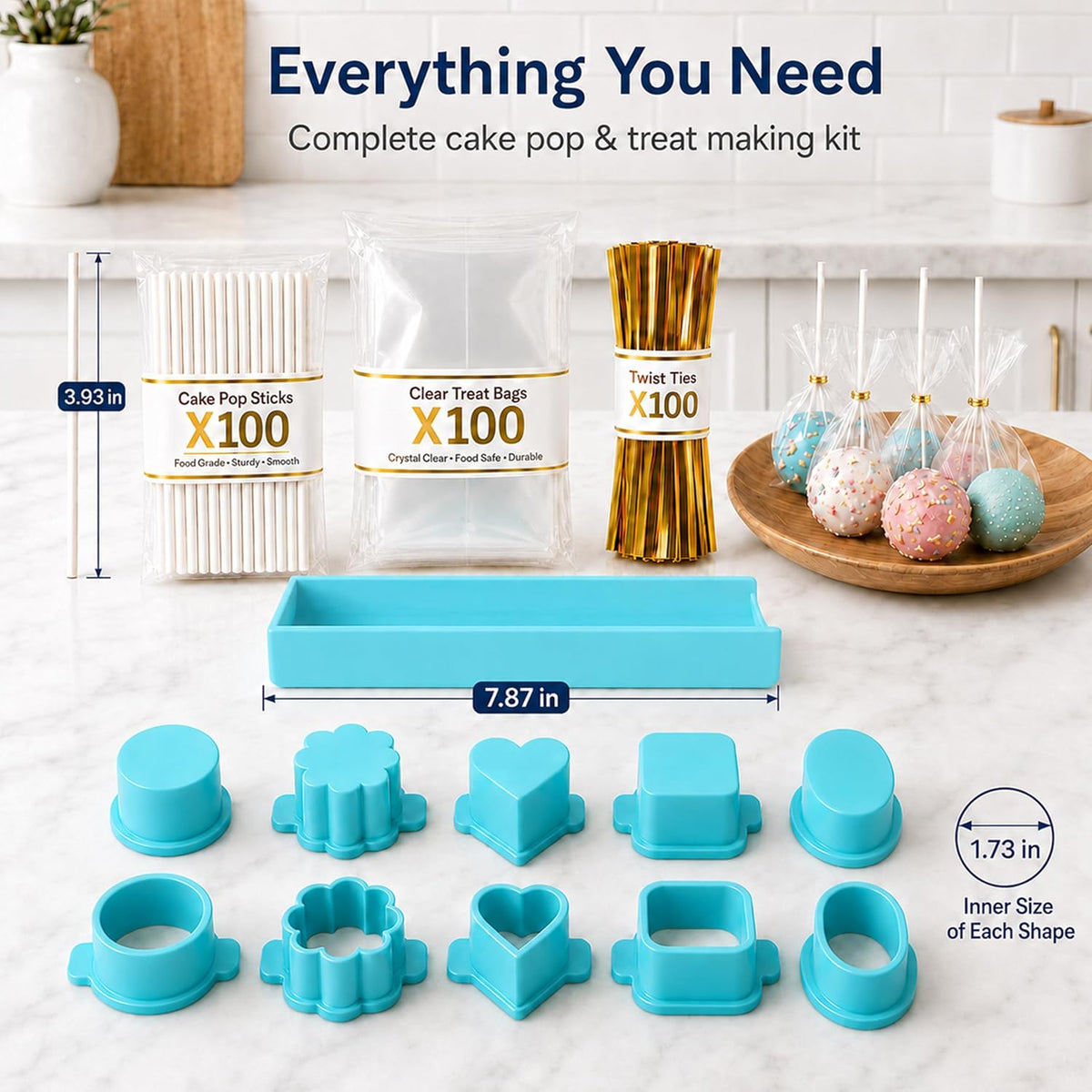 Cake Pop Mold Set,5 Shapes With Tray,100 Sticks Wrappers Ties