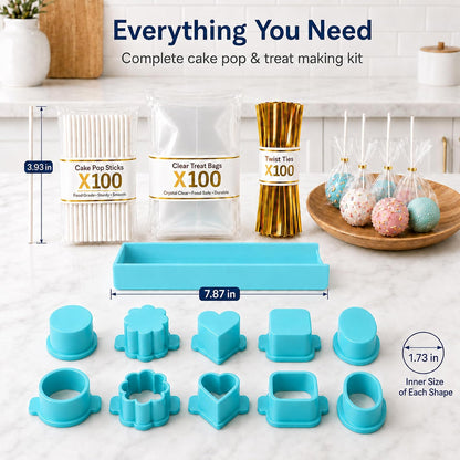 Cake Pop Mold Set,5 Shapes With Tray,100 Sticks Wrappers Ties