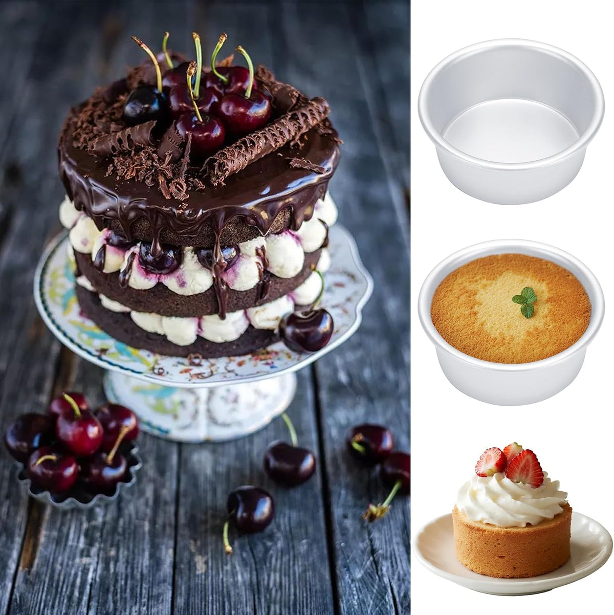 4 Inch Cake Pan Set of 8, Aluminum Mini Cake Pans w/ 100PCS Parchment Paper