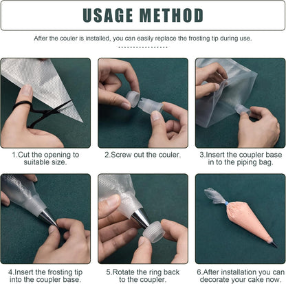 Piping Bags and Tips Set, 100 PCS 12in Pastry Bags, Piping Bags Disposable