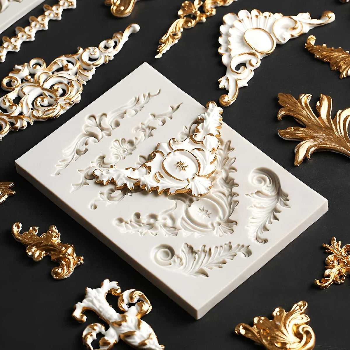 3 Packs Baroque Silicone Molds Scroll Silicone Baroque Mold Clay Molds Fondant Molds Border Fondant Mold Wedding Birthday Cake Decoration