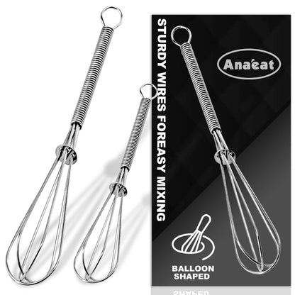 Anaeat Silicone Whisk, Thick Stainless Steel Wire Inner - Heat Resistant Kitchen Whisks for Non-Stick Cookware, Balloon Egg Beater for Whisking, Blending, Beating, Frothing & Stirring (Red)