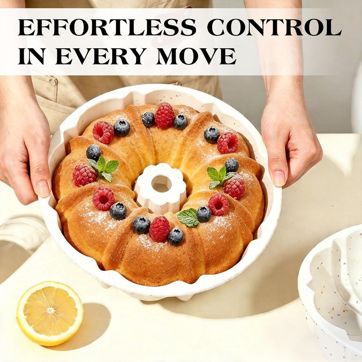 9.5 Inch Silicone Fluted Tube Cake Pan with Stainless Steel Frame