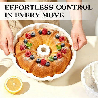 9.5 Inch Silicone Fluted Tube Cake Pan with Stainless Steel Frame