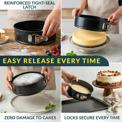 Springform Pan Set of 4, Nonstick Cheesecake Pans 4/7/9/10" Carbon Steel