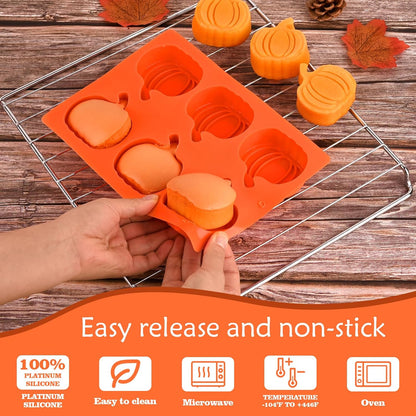 HUAKENER 3 Pack Pumpkin Cake Molds, 3D Pumpkin Silicone Molds