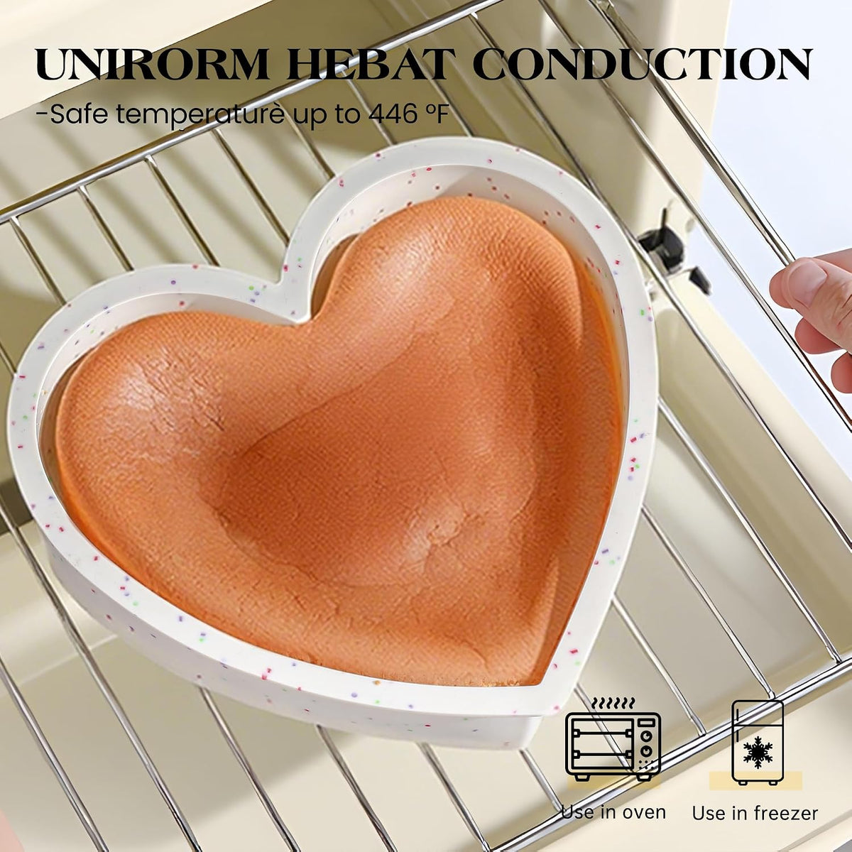6 8 10 Inch Silicone Heart Shaped Cake Pans for Baking, 3 Pcs