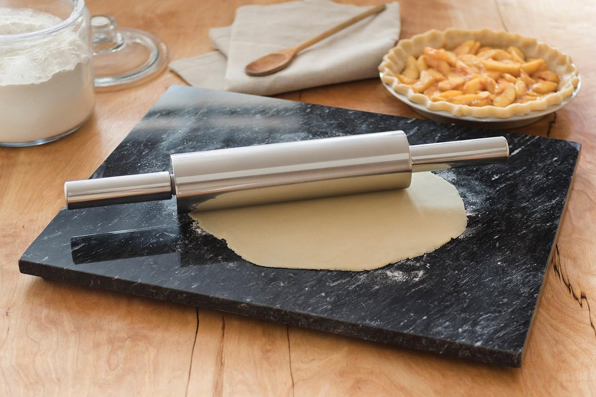 Fox Run Stainless Steel Rolling Pin With Handles, 18" x 2.6" x 2.8" Roller