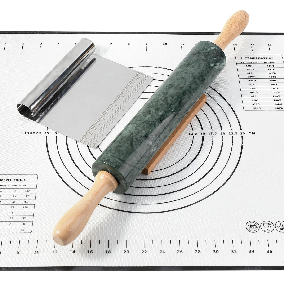 Koville Marble Rolling Pin, Non-Stick African Stone Polished Dough Roller, Pasta, Dumpling, Ravioli, Fondant, Pie Crust, Kitchen Baking Pastry Tools