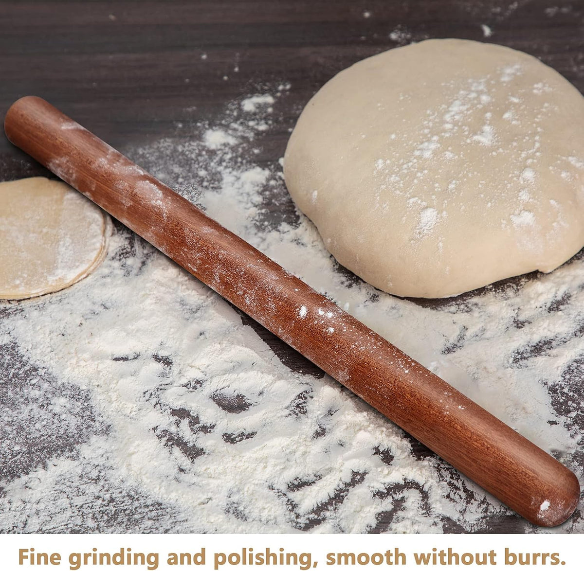 AISOSO French Rolling Pin for Baking,17.7 Inches Wooden Dough Roller,Brown